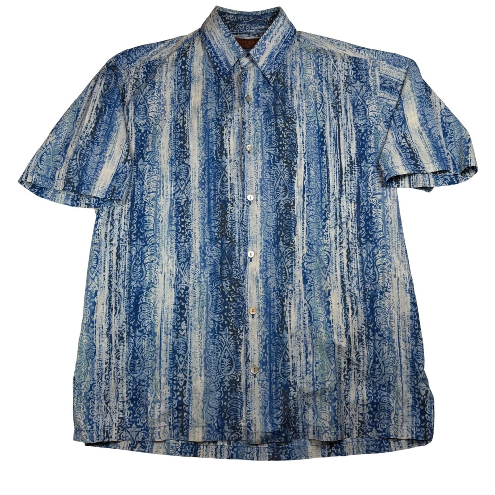 Tori Richard Honolulu Mens Small Blue Paisley Cotton Lawn Aloha Shirt Hawaii